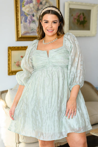 Spotting Fairies Puff Sleeve Dress in Sage - Simply Graced Mama