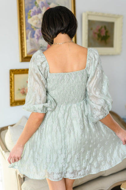 Spotting Fairies Puff Sleeve Dress in Sage - Simply Graced Mama