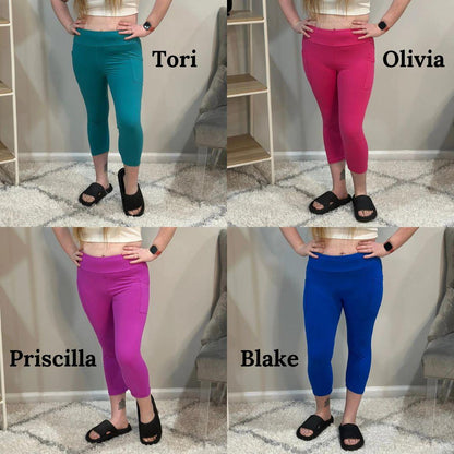 PREORDER: Capri Leggings with Pockets in Nine Colors - Simply Graced Mama