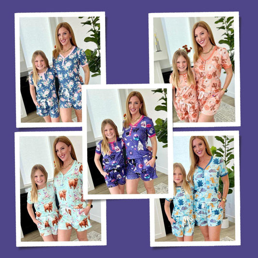 PREORDER: Matching Short Pajamas in Assorted Prints - Simply Graced Mama