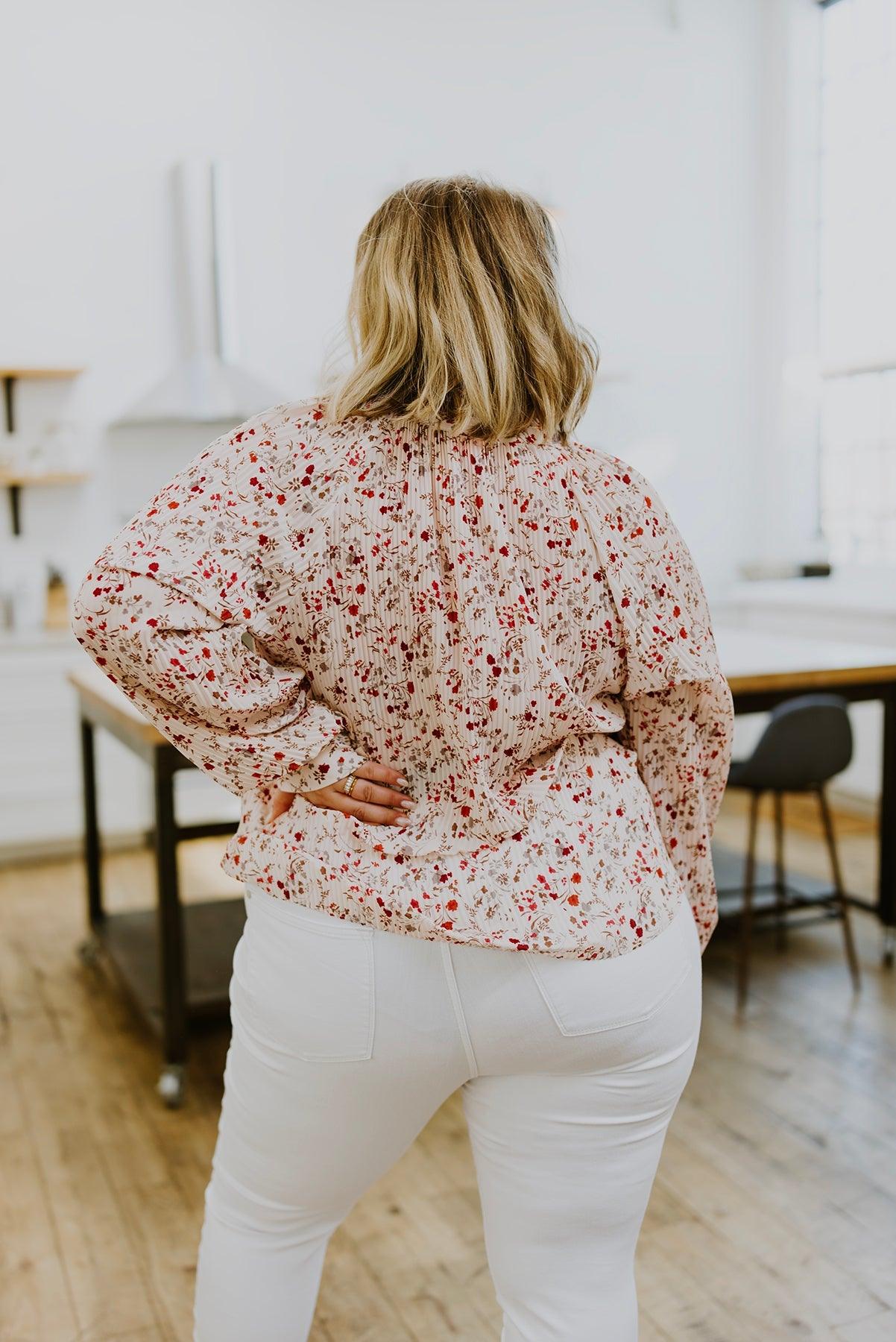 Stella Notched Neck Floral Long Sleeve Blouse - Simply Graced Mama