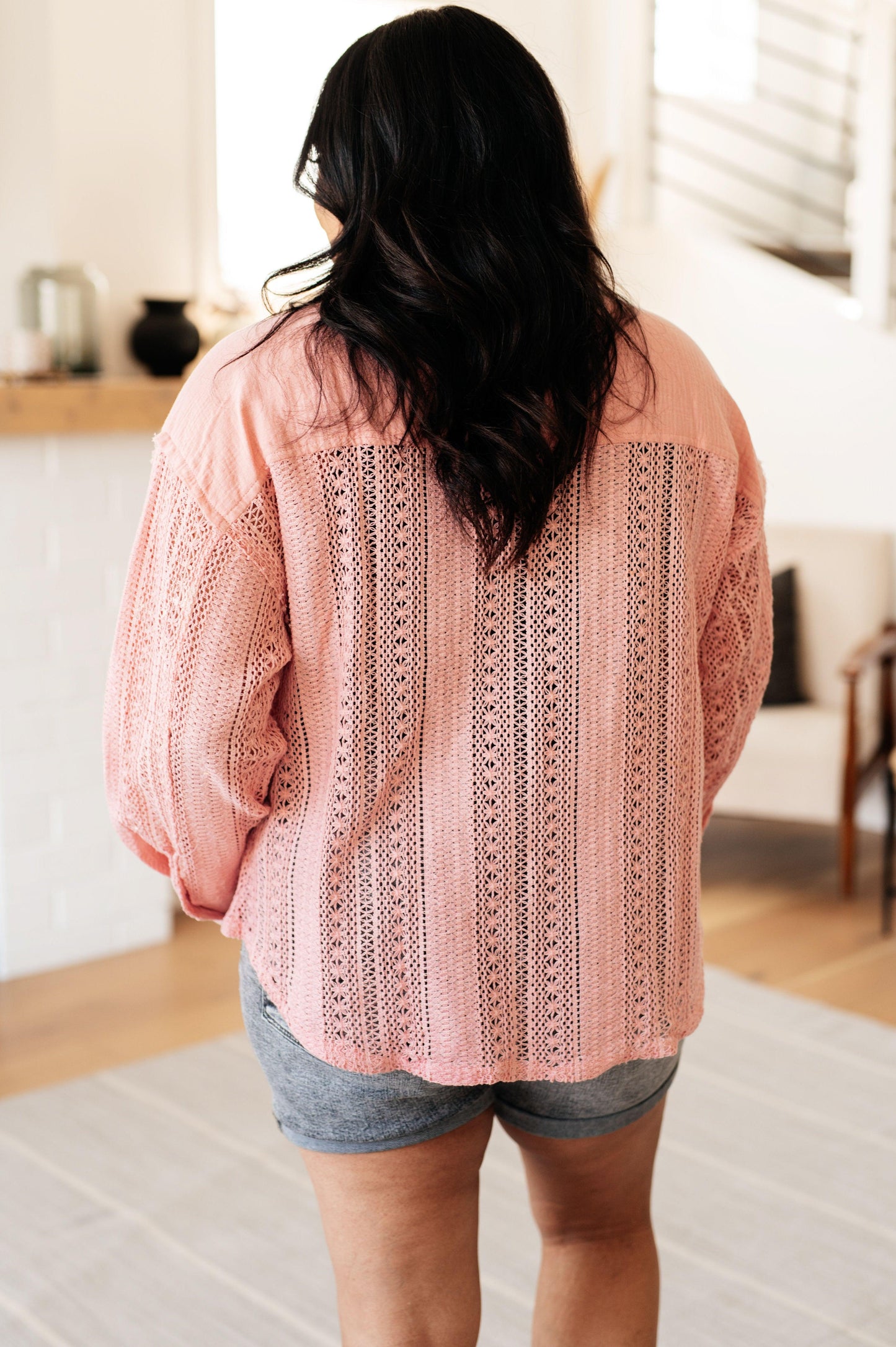 Sweeter Than Nectar Lace Button Down in Rose - Simply Graced Mama