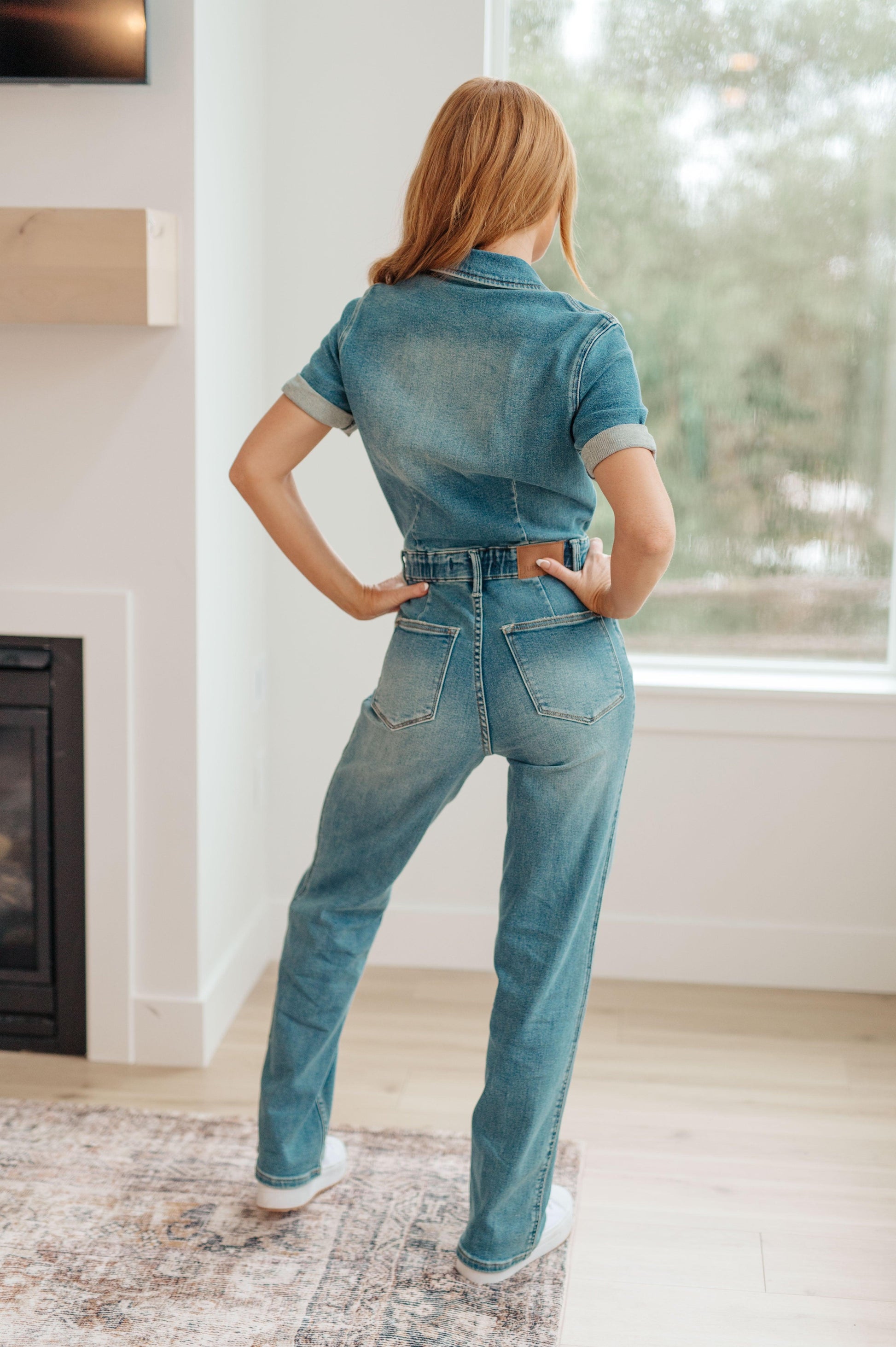 Sylvia Short Sleeve Denim Jumpsuit - Simply Graced Mama