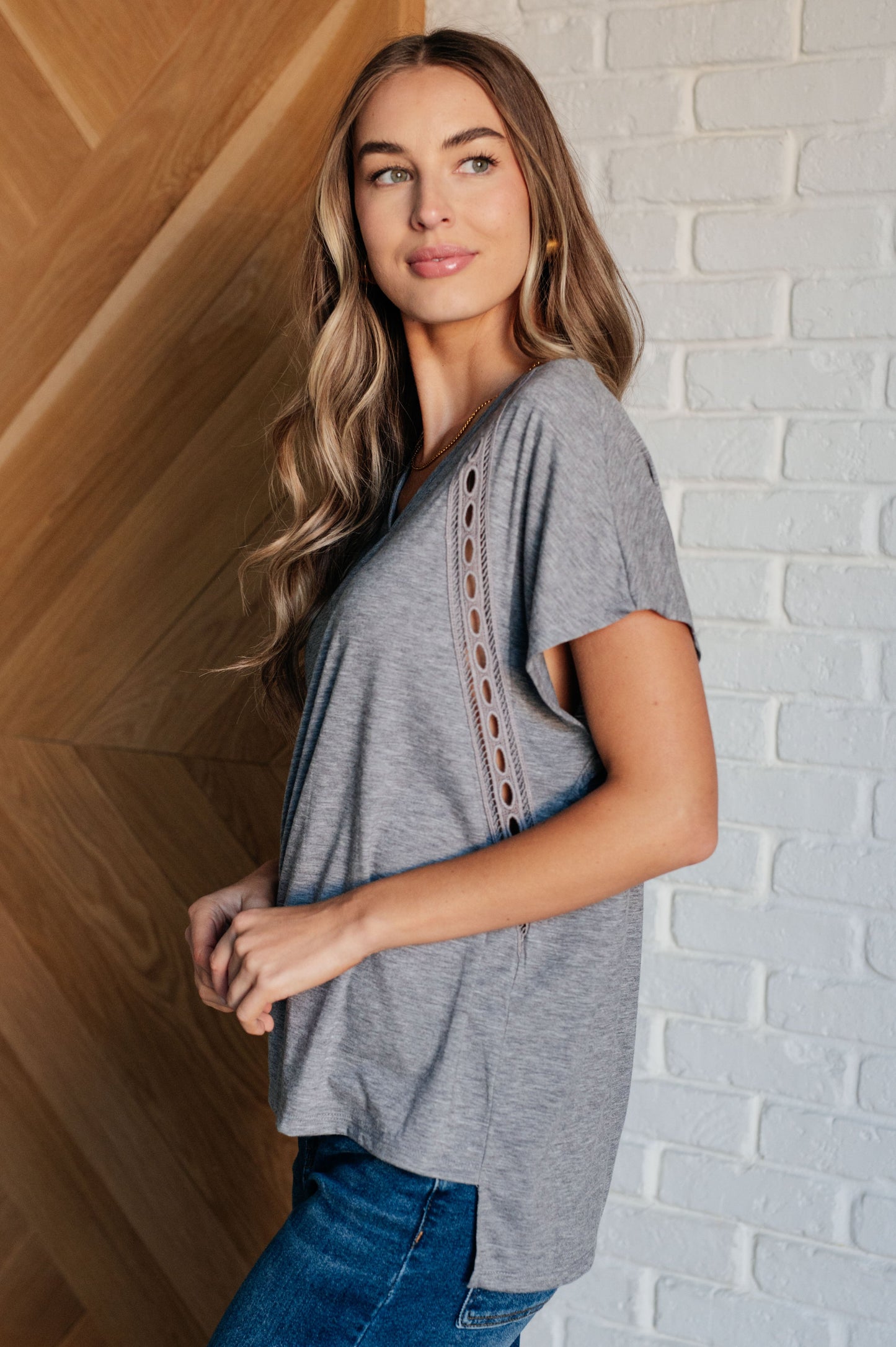 Take it Easy Eyelet Trim Top - Simply Graced Mama