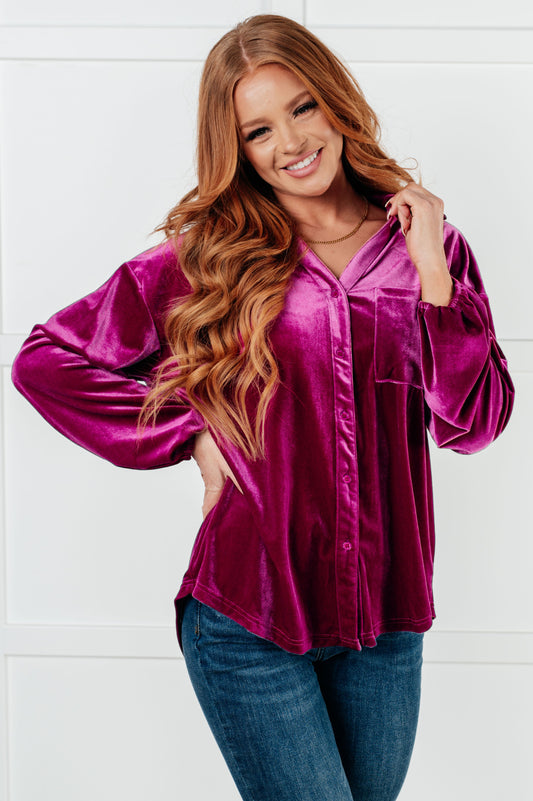 The Best Policy Velvet Balloon Sleeve Top - Simply Graced Mama