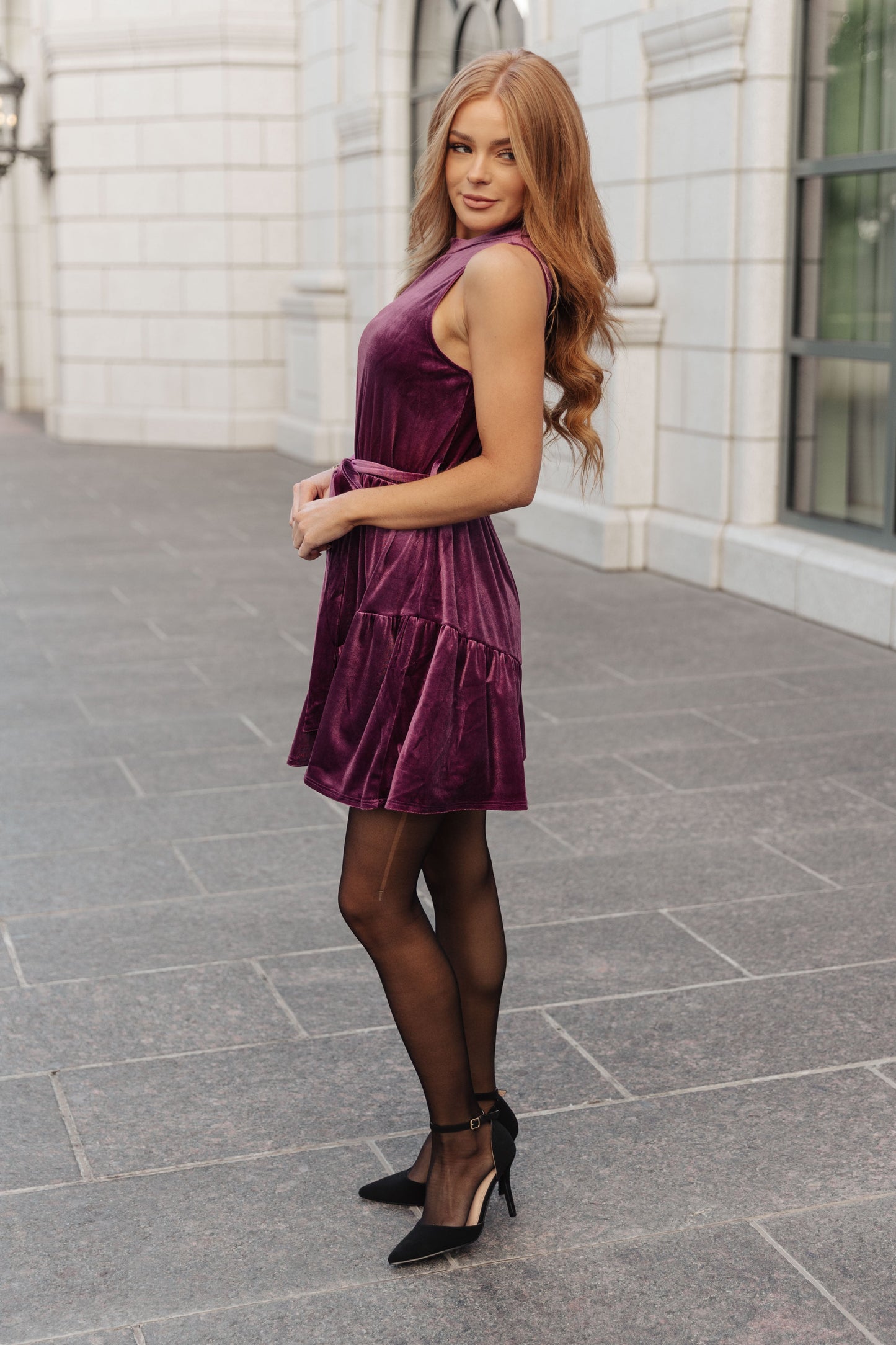 Tied In A Bow Velvet Dress - Simply Graced Mama