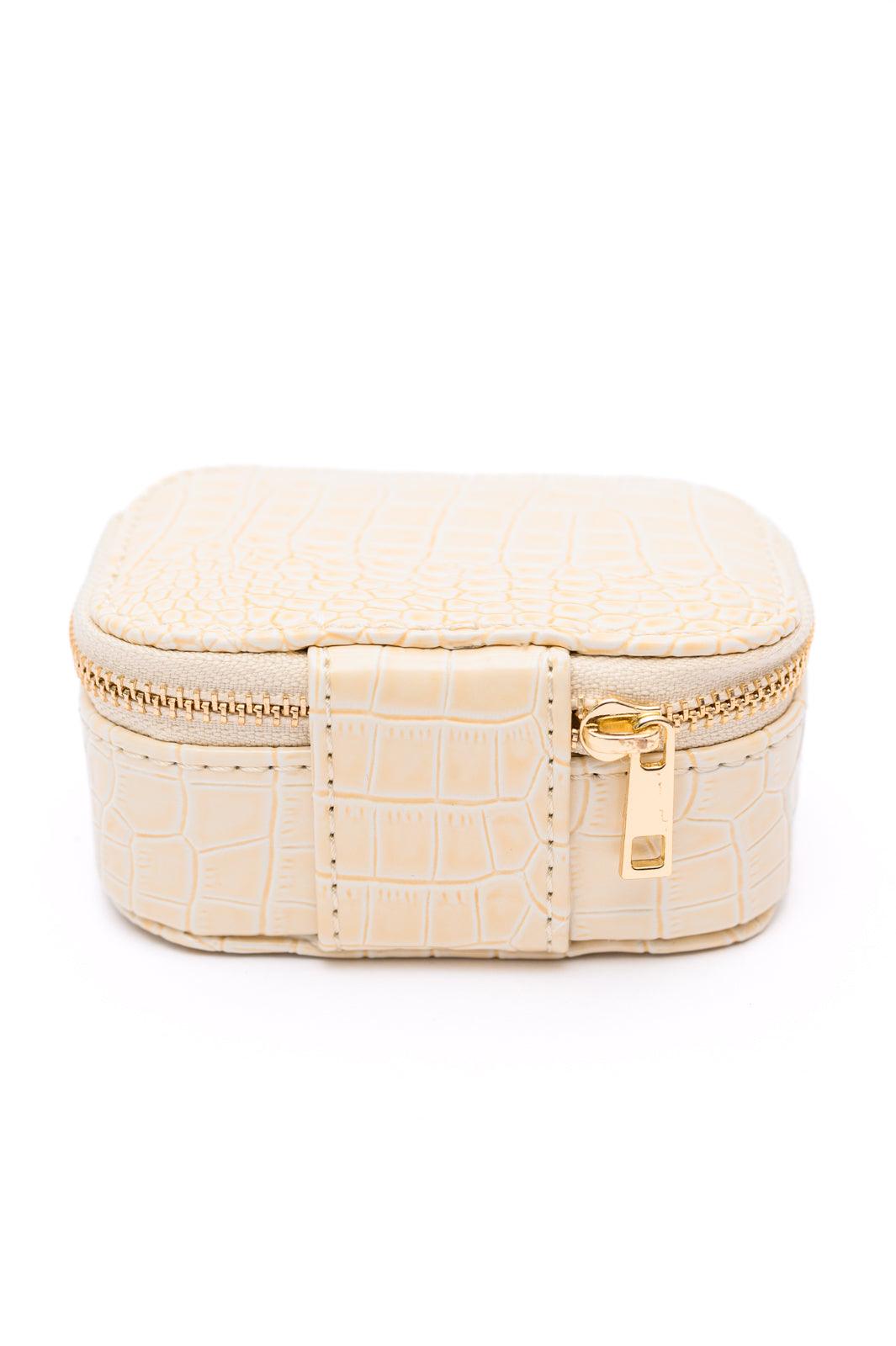 Travel Jewelry Case in Cream Snakeskin - Simply Graced Mama