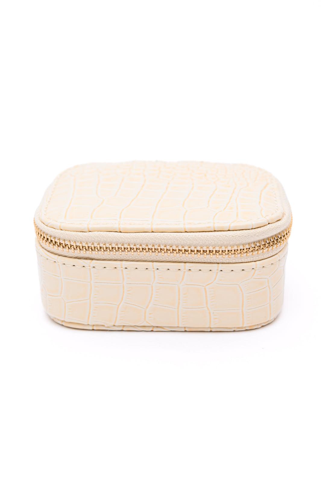 Travel Jewelry Case in Cream Snakeskin - Simply Graced Mama