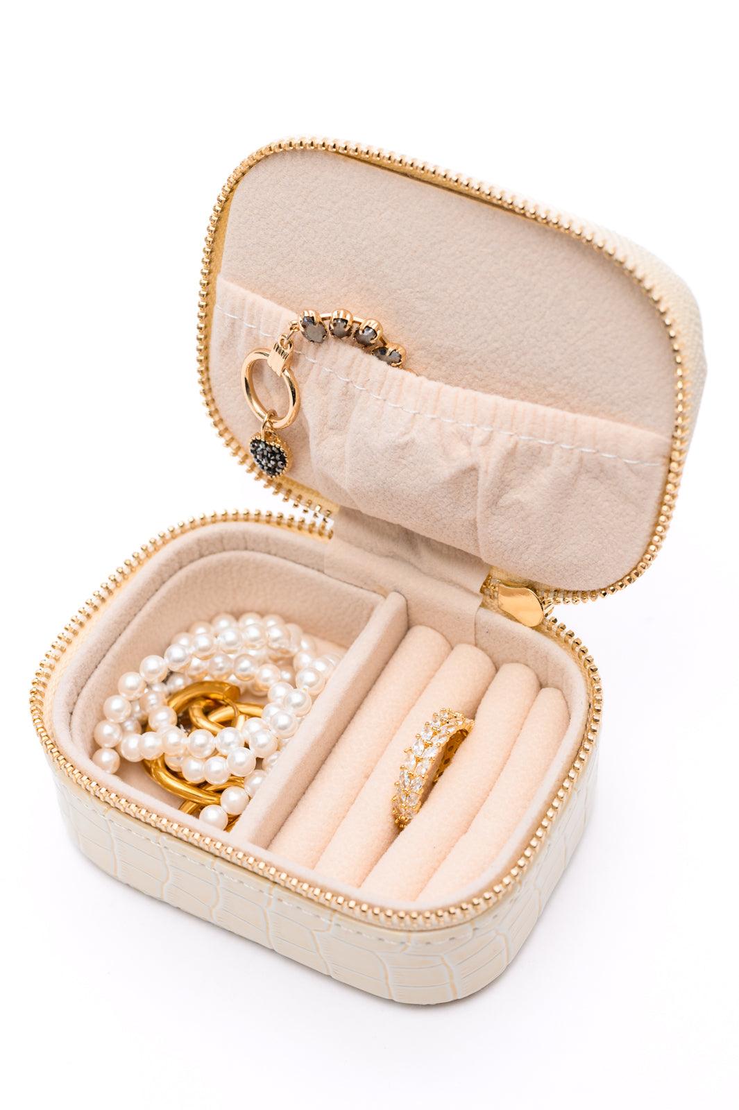 Travel Jewelry Case in Cream Snakeskin - Simply Graced Mama