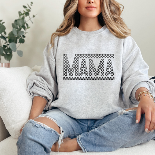 Checkered Mama Graphic Sweatshirt - Simply Graced Mama