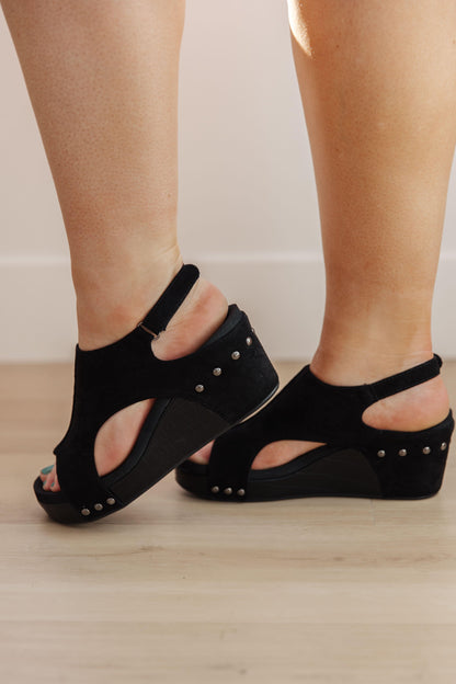 Walk This Way Wedge Sandals in Black Suede - Simply Graced Mama