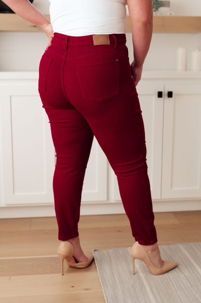 Wanda High Rise Control Top Skinny Jeans Scarlet - Simply Graced Mama