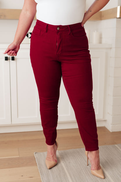 Wanda High Rise Control Top Skinny Jeans Scarlet - Simply Graced Mama