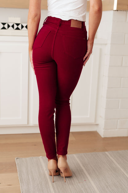 Wanda High Rise Control Top Skinny Jeans Scarlet - Simply Graced Mama