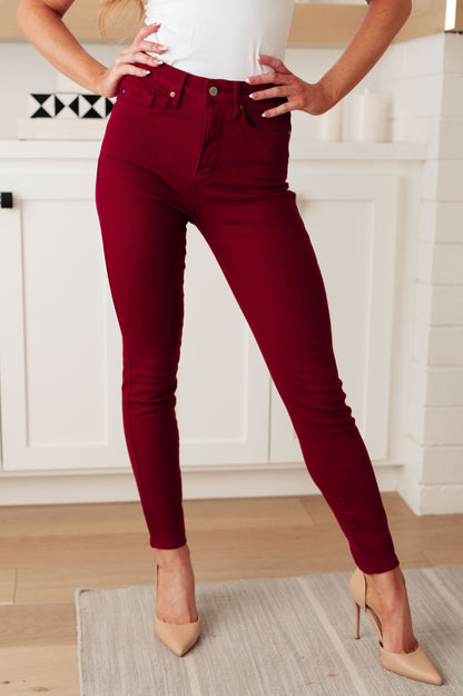 Wanda High Rise Control Top Skinny Jeans Scarlet - Simply Graced Mama