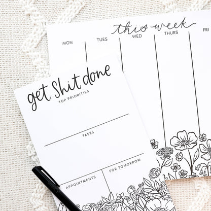 Get Shit Done Daily Planner Notepad - Simply Graced Mama