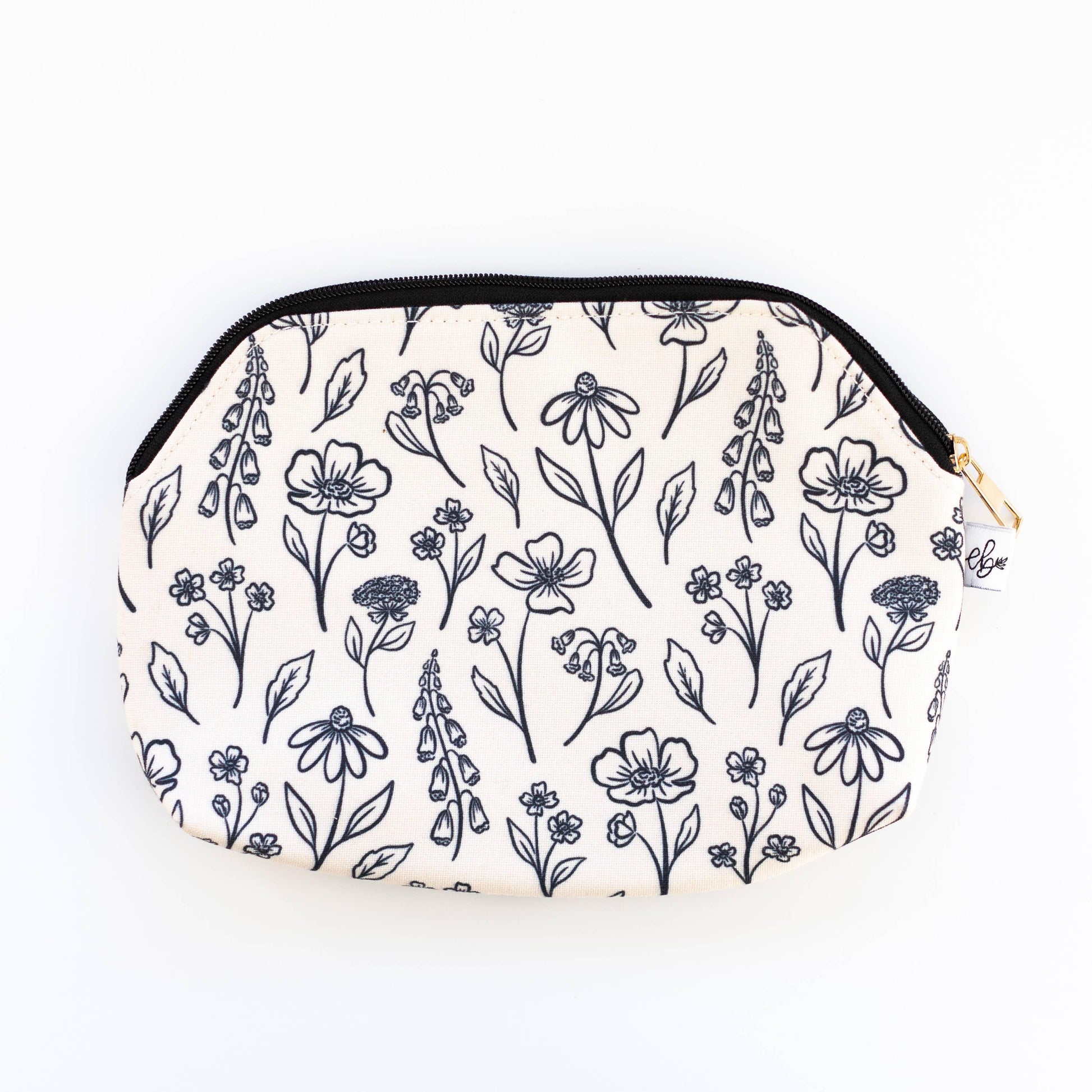 Ivory Pressed Floral Zipper Pouch - Simply Graced Mama