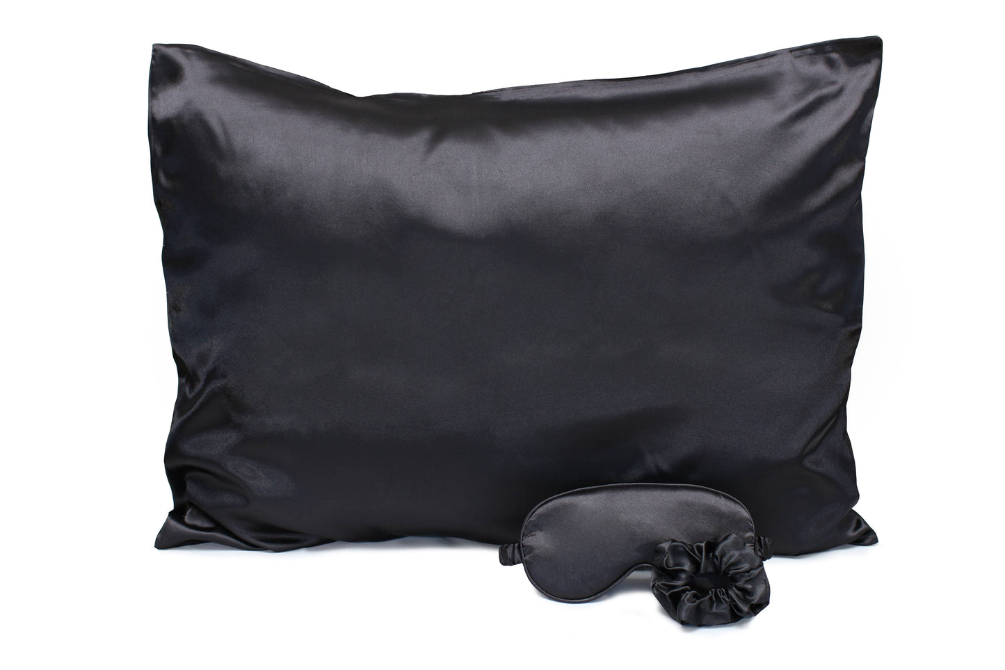 Ultimate Sleep Set Satin Pillowcase, Eye mask and Scrunchie: Black