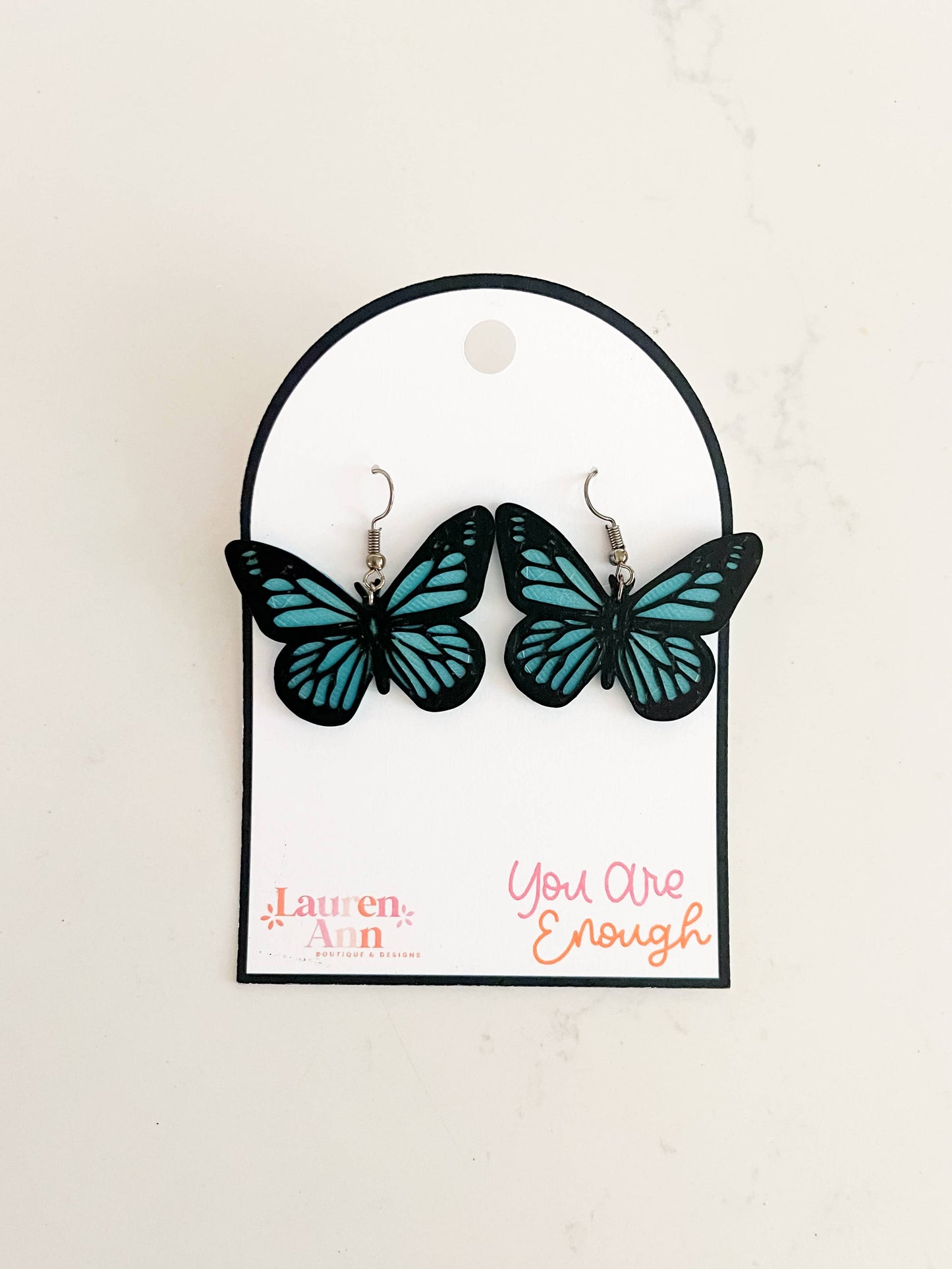 Butterfly 3D Earrings in Blue