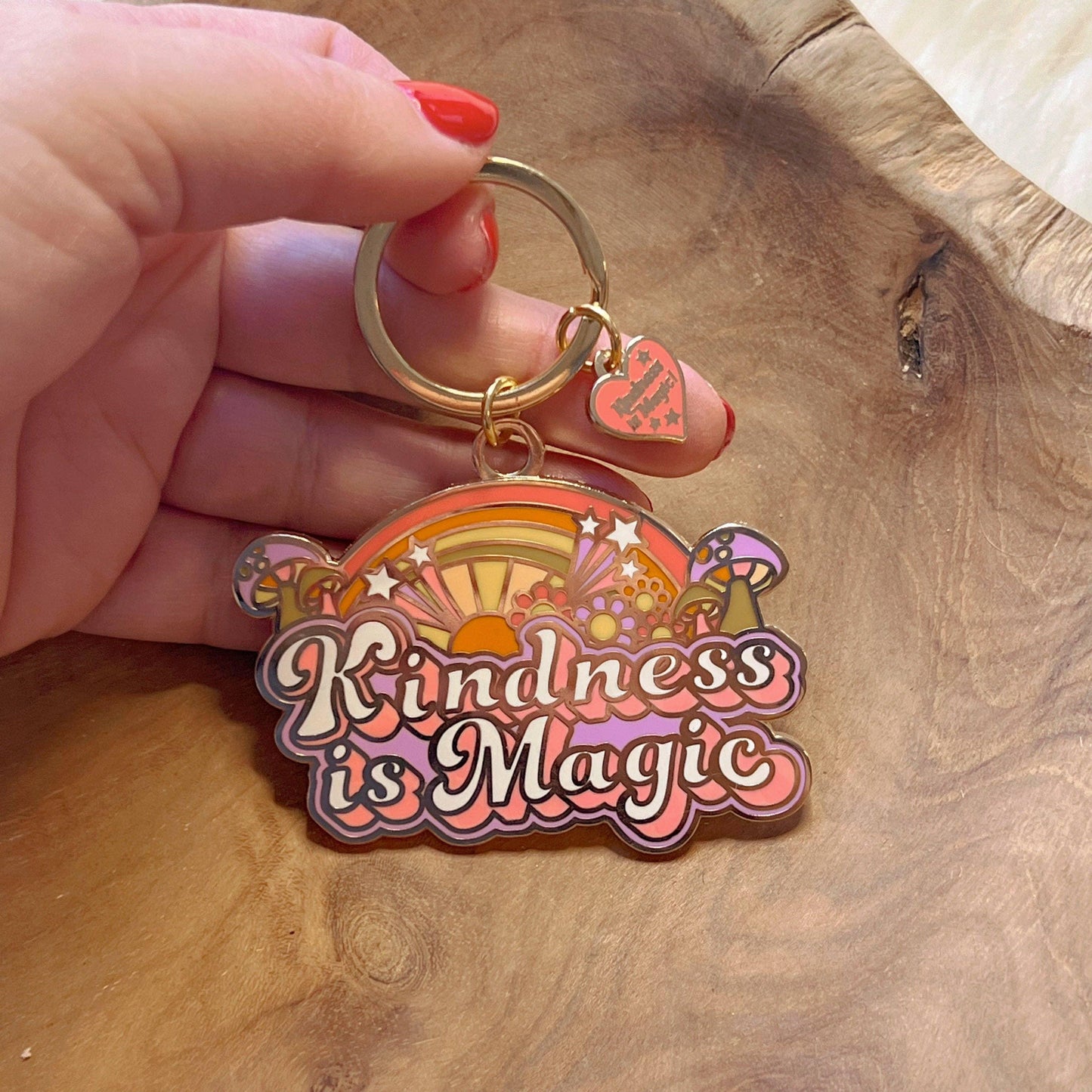 Kindness is Magic Rainbow Enamel Keychain - Simply Graced Mama