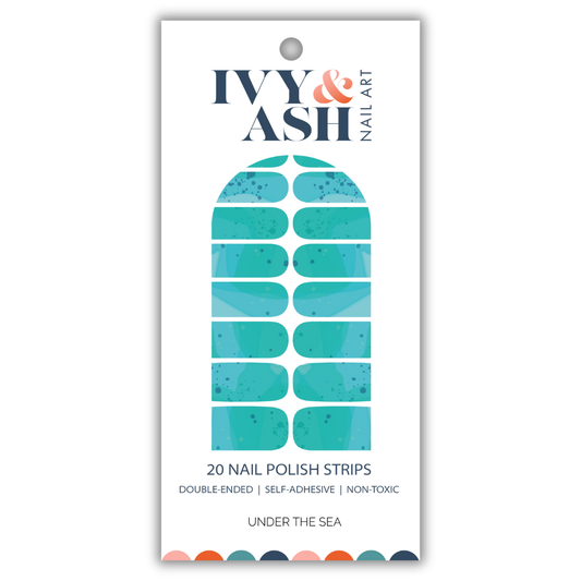 Under the Sea | Blue, Teal, & Aqua Watercolor Nail Wrap Set
