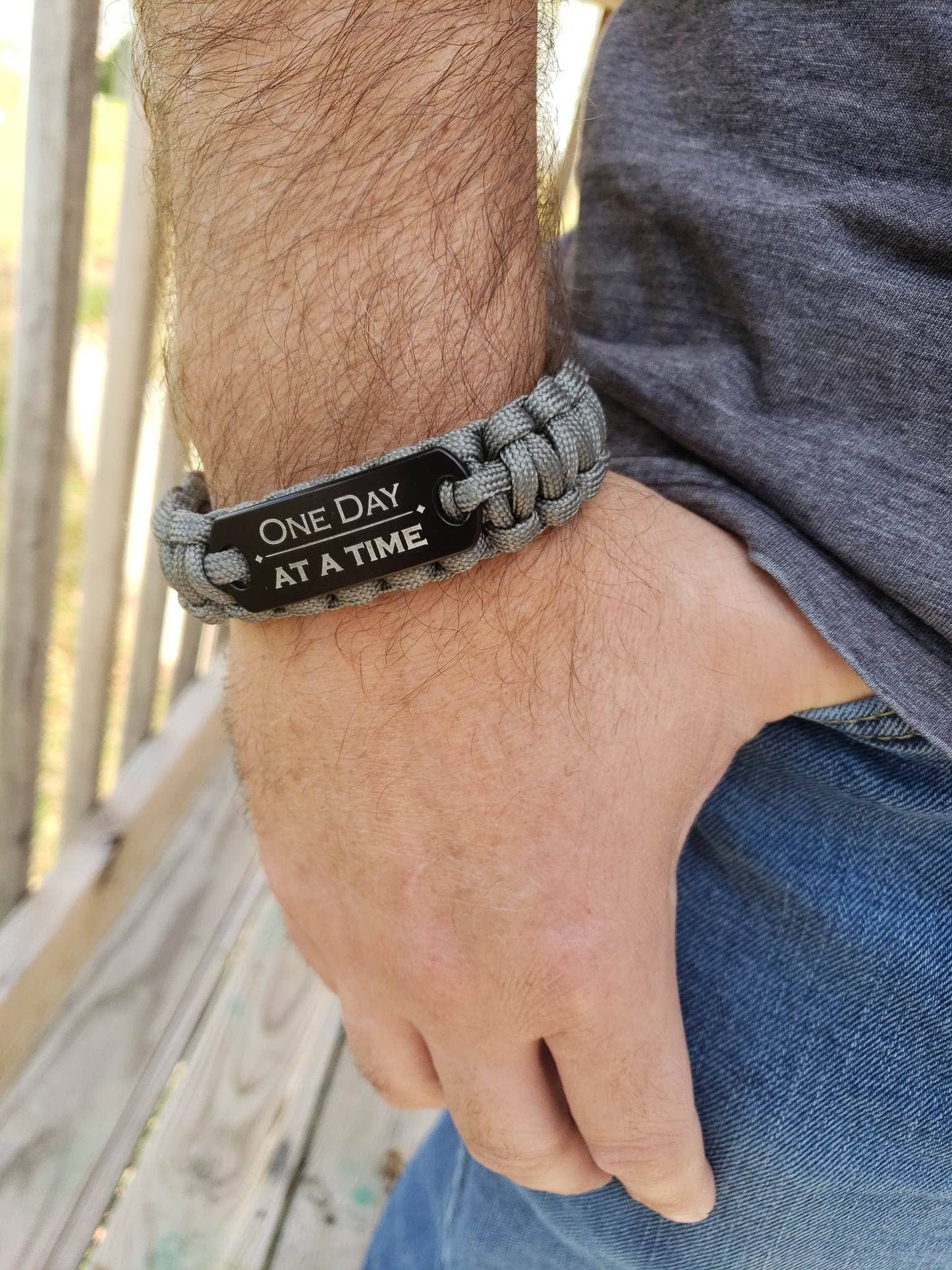 One Day at a Time Paracord Adjustable Bracelet