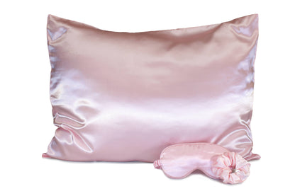 Ultimate Sleep Set Satin Pillowcase, Eye mask and Scrunchie: Pink