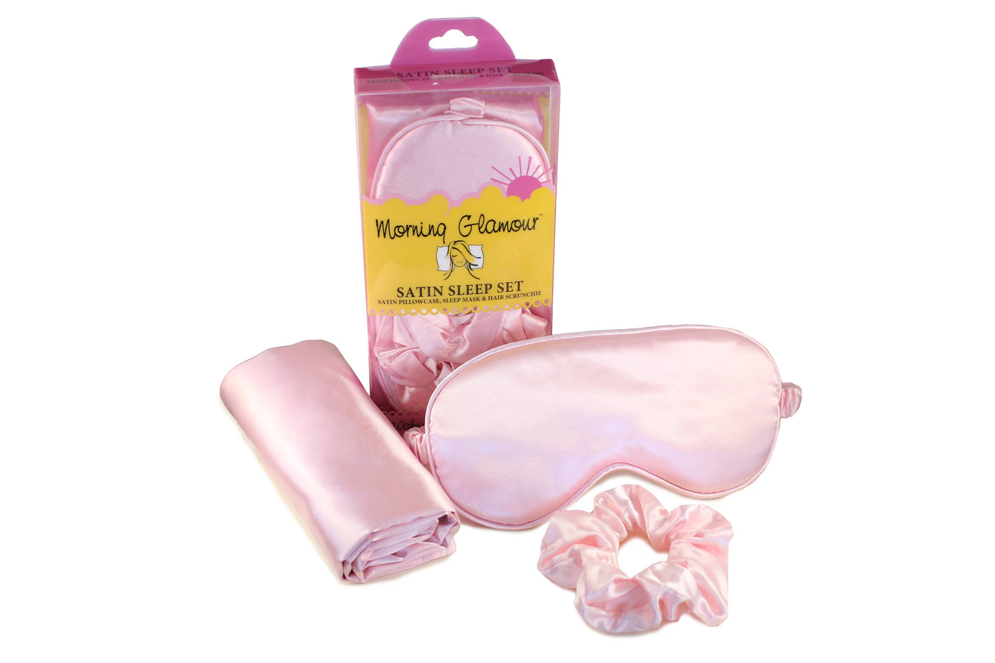 Ultimate Sleep Set Satin Pillowcase, Eye mask and Scrunchie: Pink