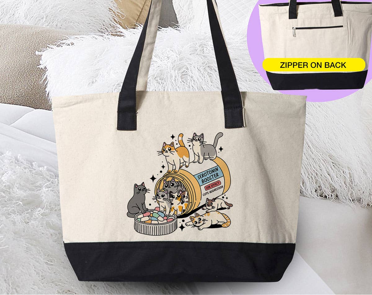 Serotonin Booster Cats Canvas Tote