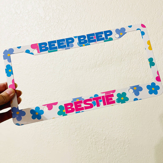 Beep Beep Bestie License Plate Frame