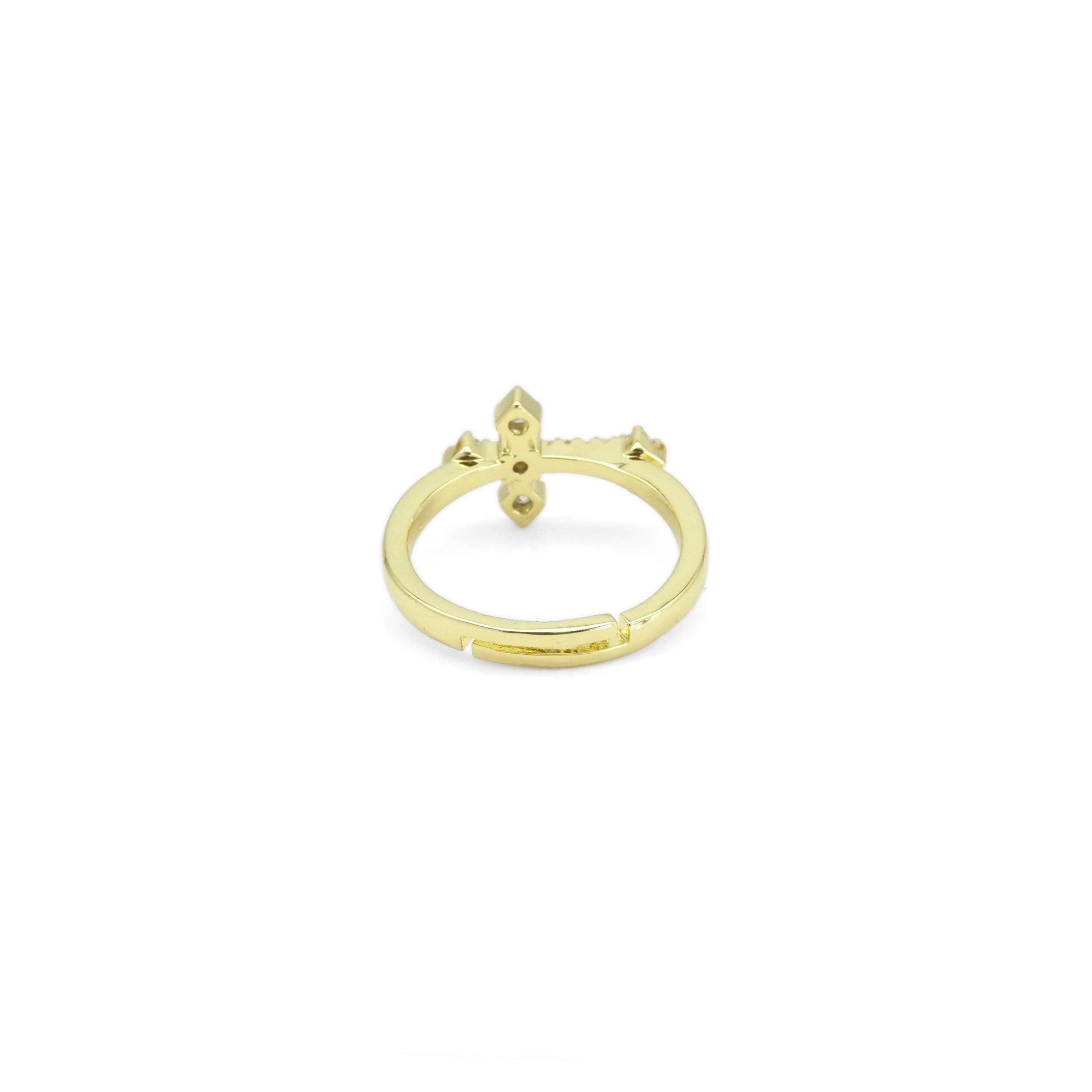 Cubic Zirconia Gold Cross Adjustable Ring - Simply Graced Mama