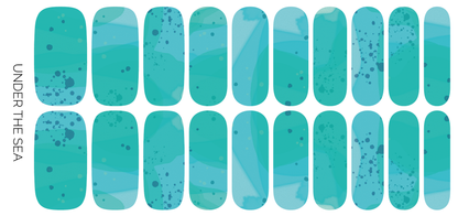 Under the Sea | Blue, Teal, & Aqua Watercolor Nail Wrap Set