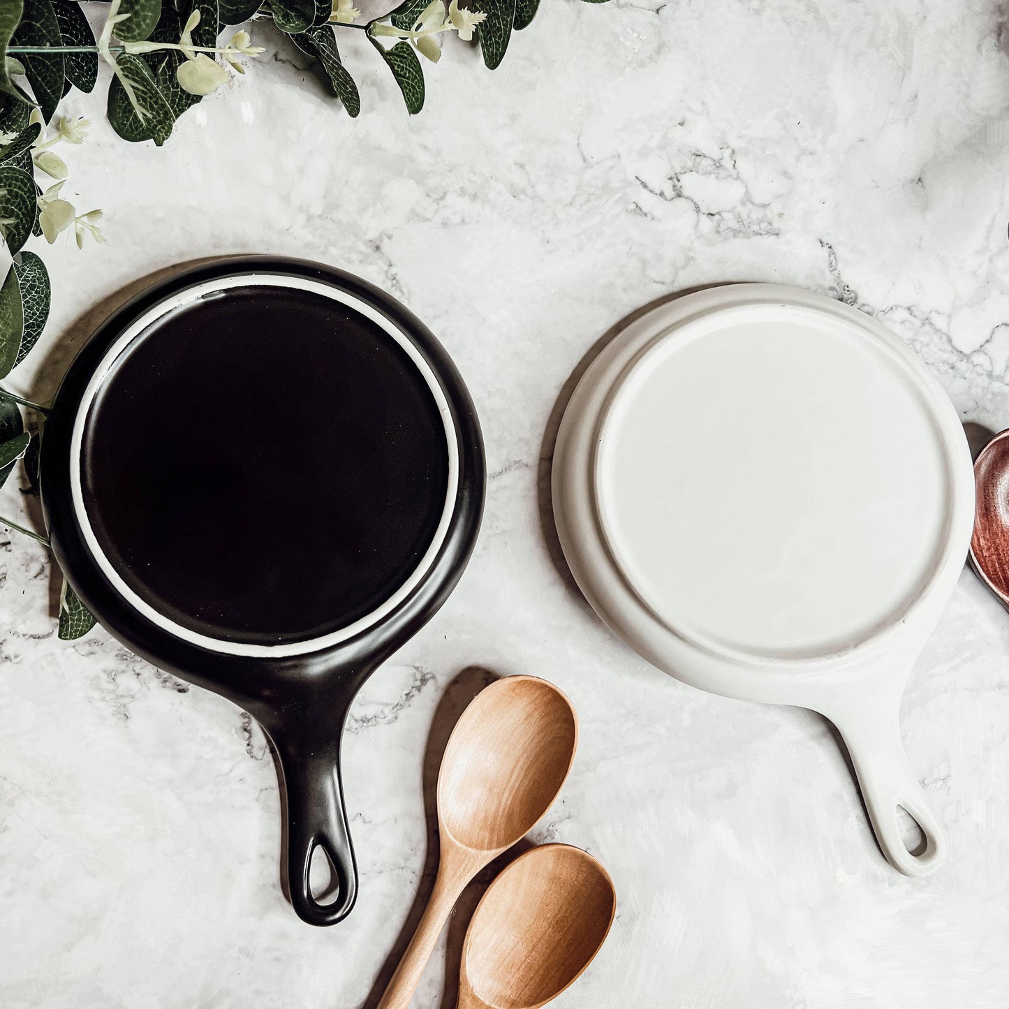 White Handmade Ceramic Spoon Rest + Wooden Spoon Set - Simply Graced Mama