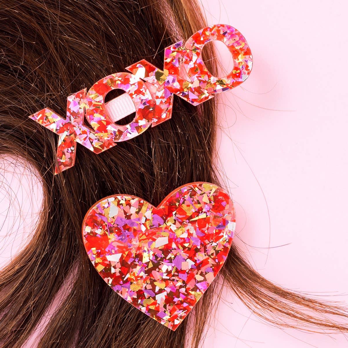 Heart + XOXO Hair Clips - Simply Graced Mama