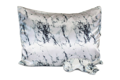 Ultimate Sleep Set Satin Pillowcase, Eye mask and Scrunchie: Marble Print
