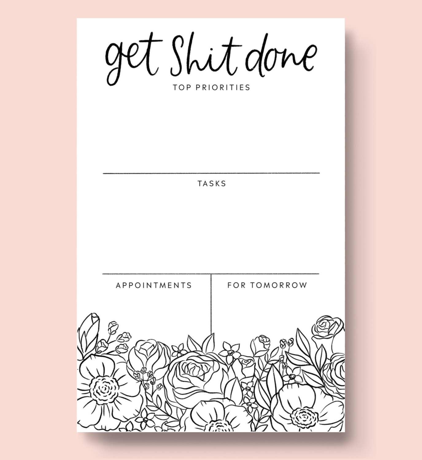 Get Shit Done Daily Planner Notepad - Simply Graced Mama