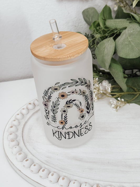 Choose Kindness Frosted Libbey Glass
