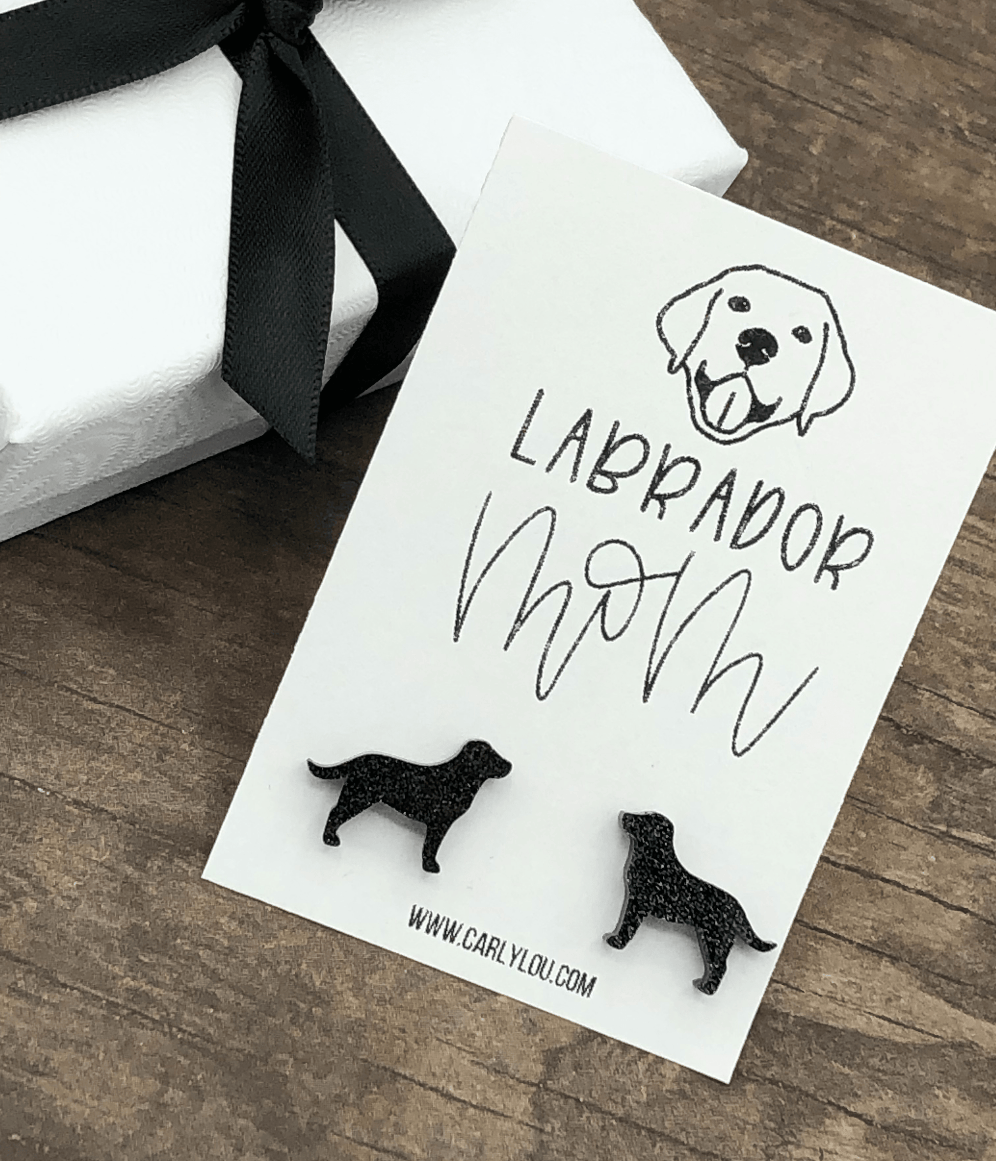 Labrador Mom Earrings- Black Glitter - Simply Graced Mama