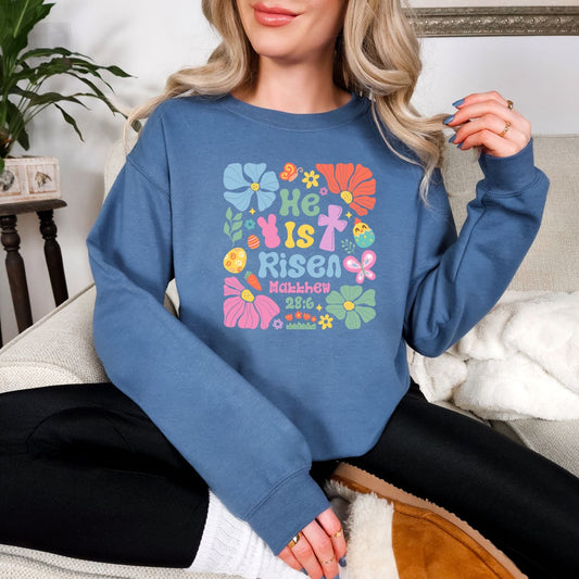 He Is Risen Floral Graphic Sweatshirt