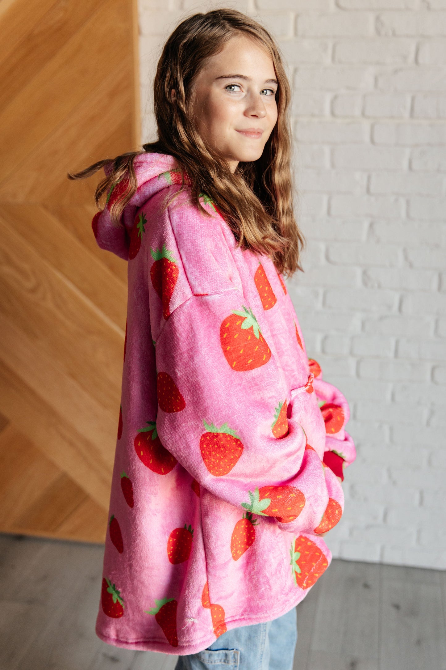 Kids Oversized Hoodie Blanket in Strawberry - Simply Graced Mama