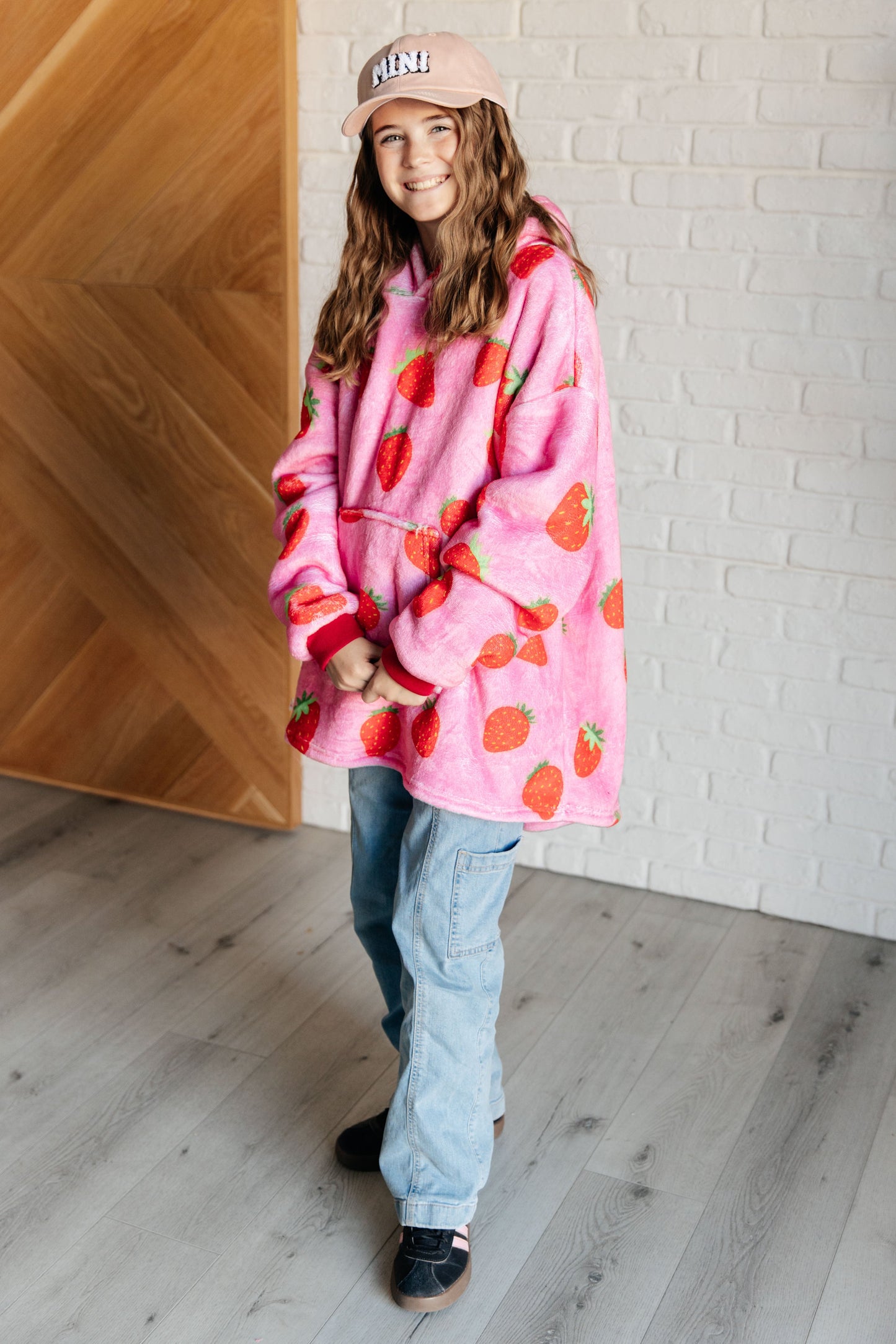 Kids Oversized Hoodie Blanket in Strawberry - Simply Graced Mama