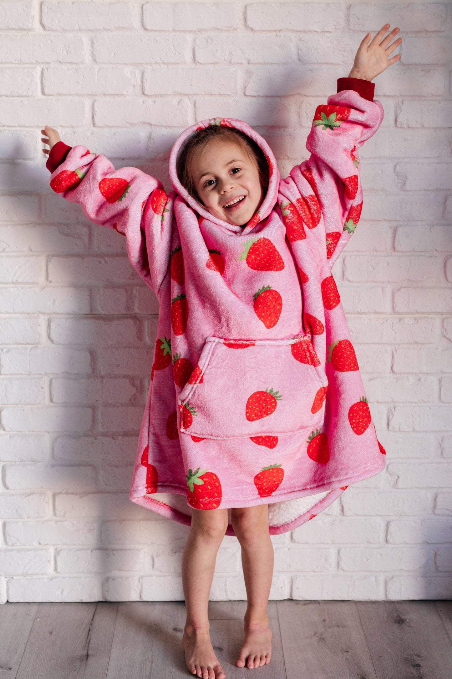 Kids Oversized Hoodie Blanket in Strawberry - Simply Graced Mama