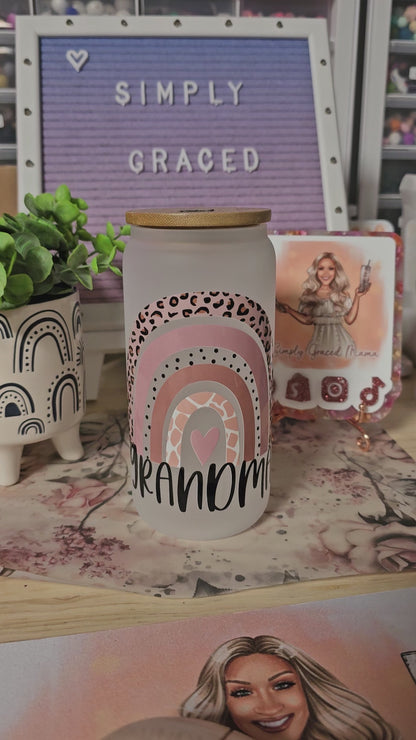Grandma Boho Rainbow Frosted Glass
