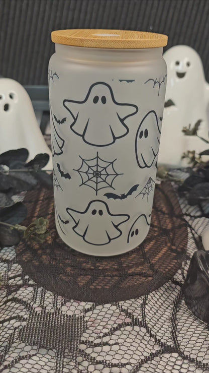 Ghost & Bats Frosted Libbey Glass