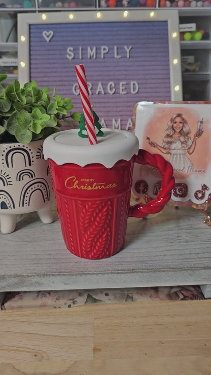 Merry Christmas Braided Mug - Red