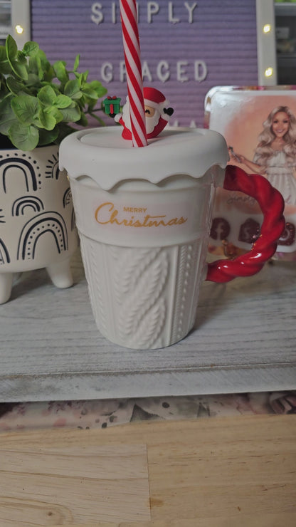 Merry Christmas Braided Mug - White