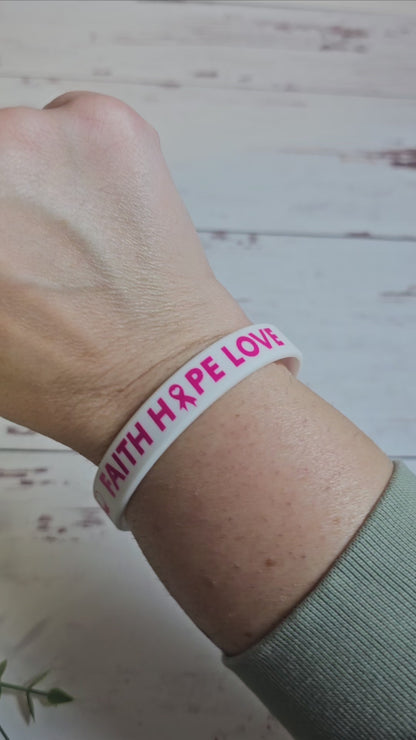 Faith Hope Love Breast Cancer Wristband