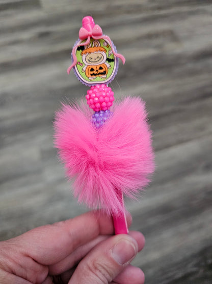 Pumpkin Labubu Fuzzy Beaded Pen