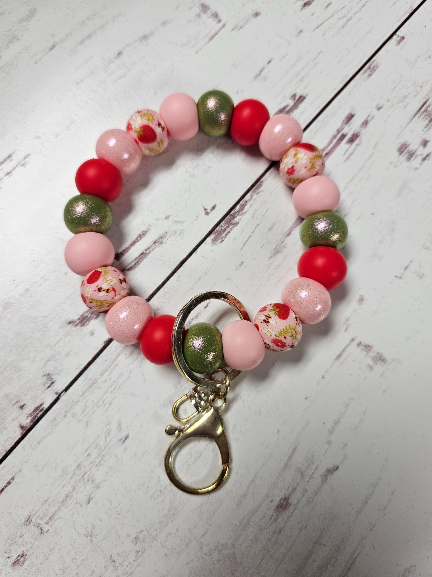 Strawberry Summer Beaded Wristlet