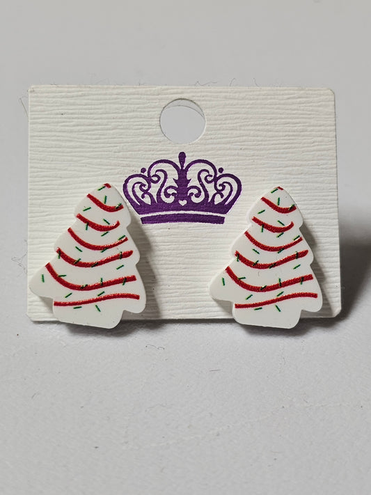 Christmas Tree Cake Stud Earrings